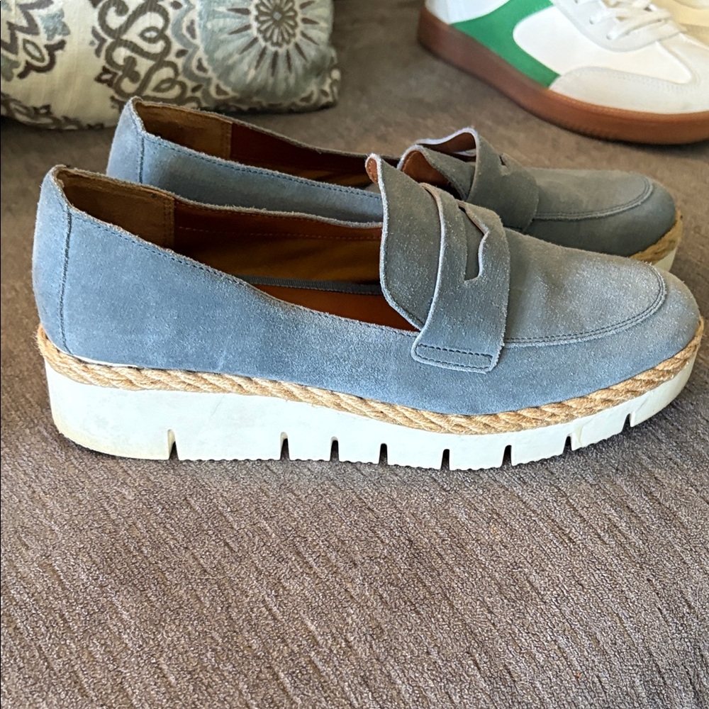 Franco Sarto Light Blue Suede Platform Loafers